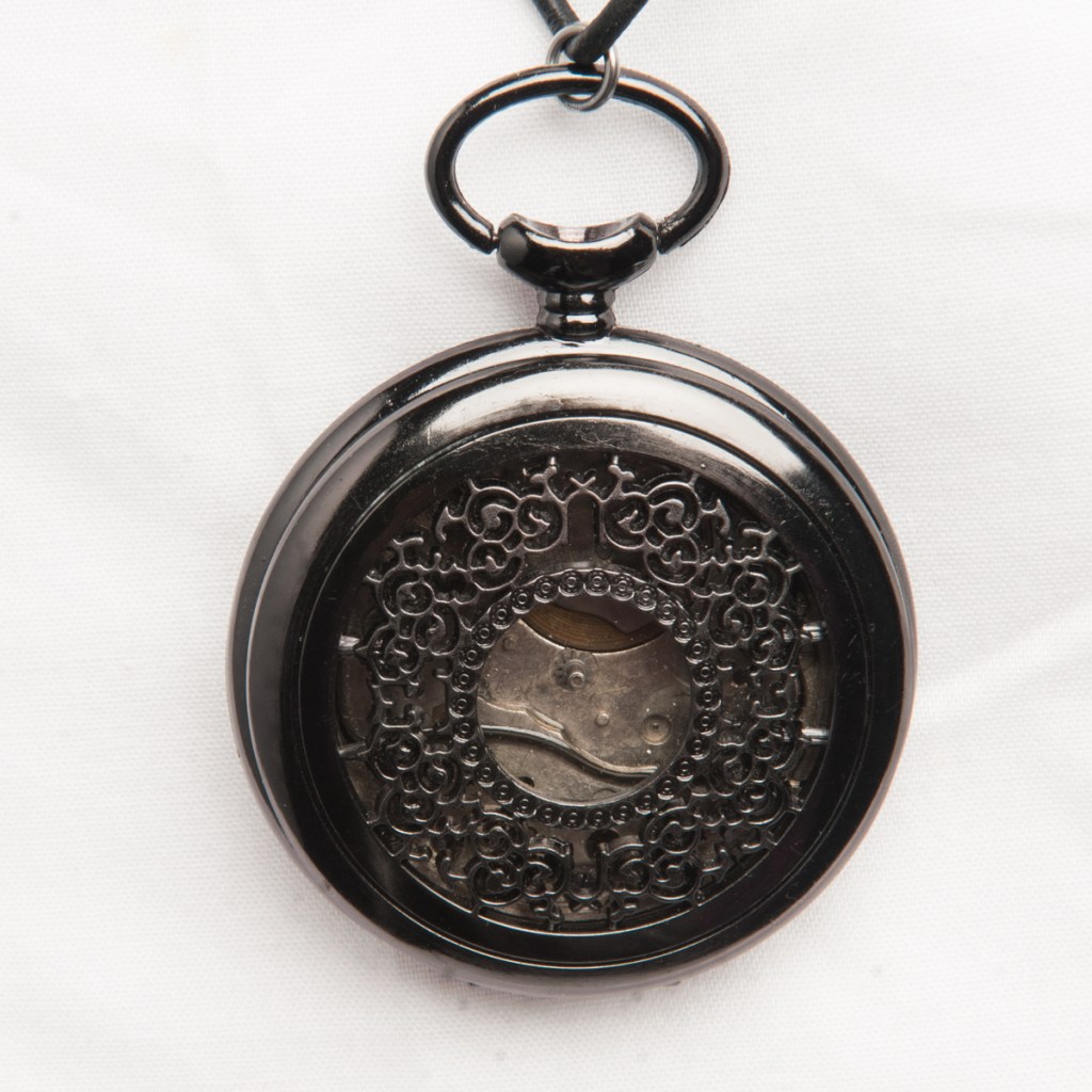 Antique Pocket Watch Black Pendant Back